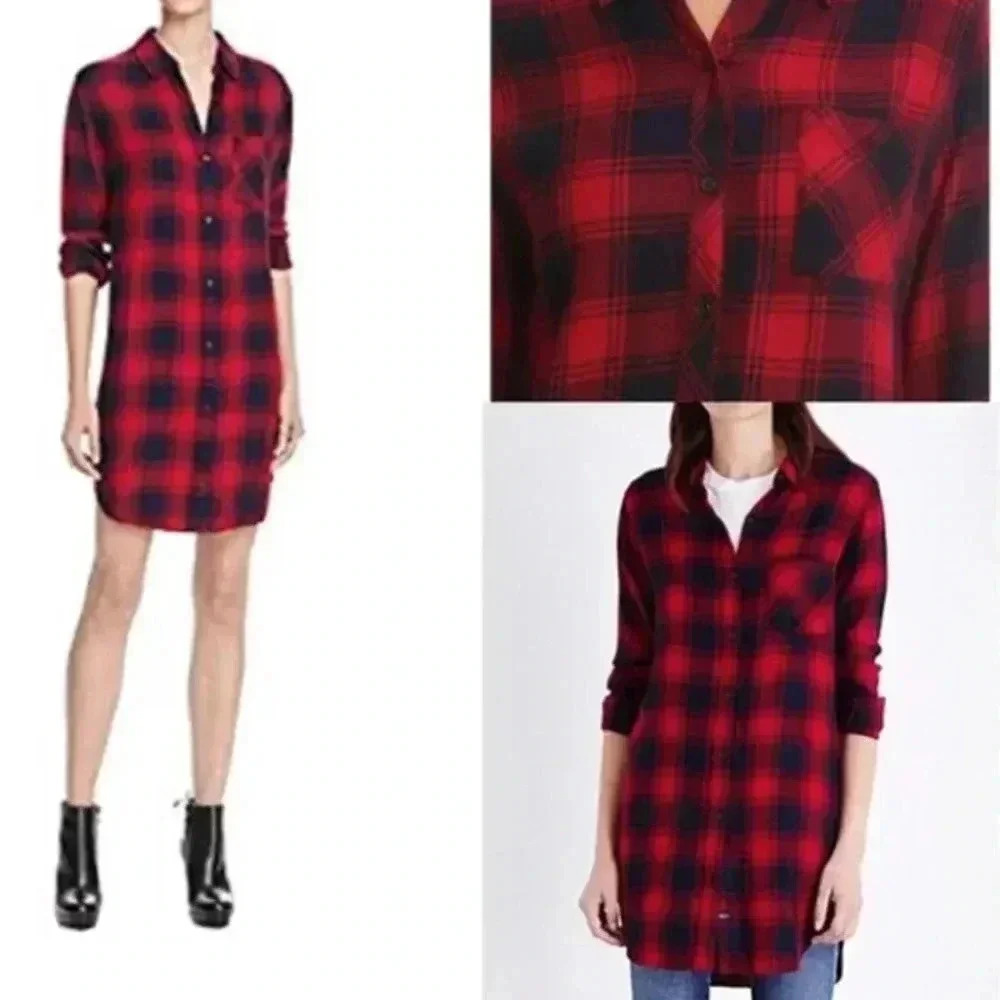 Rails Size XS  Bianca Plaid Flannel Shirt Dress Tunic